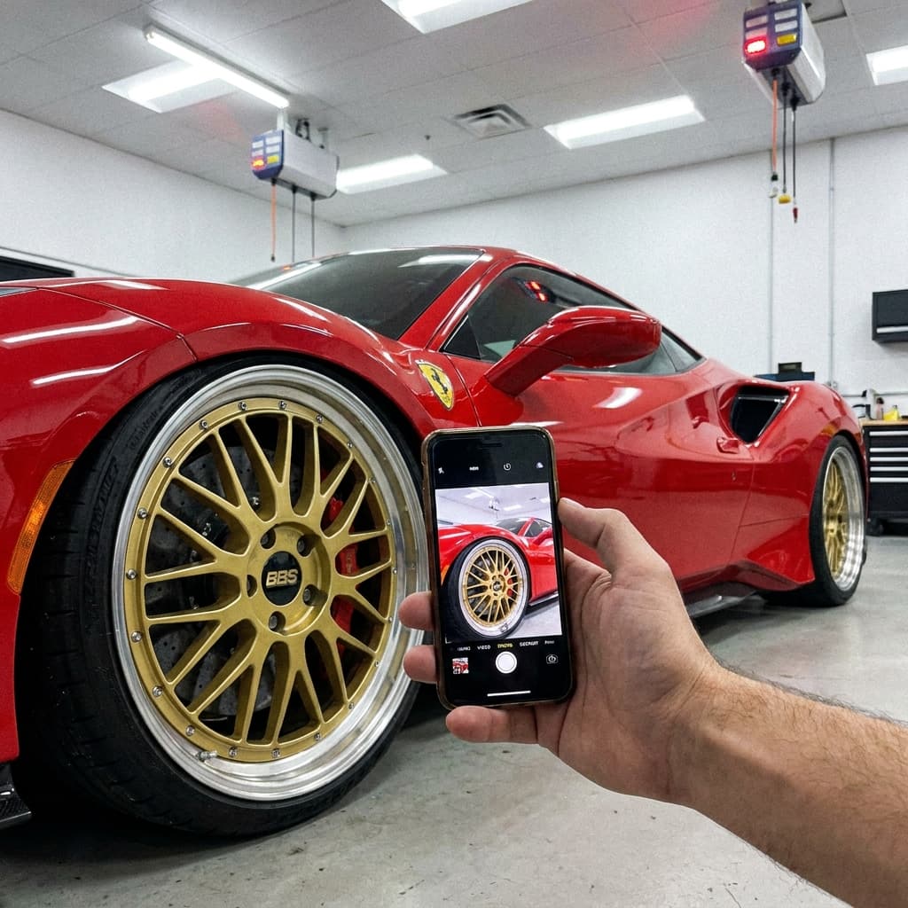 WheelBlend Business integration showing real-time wheel visualization